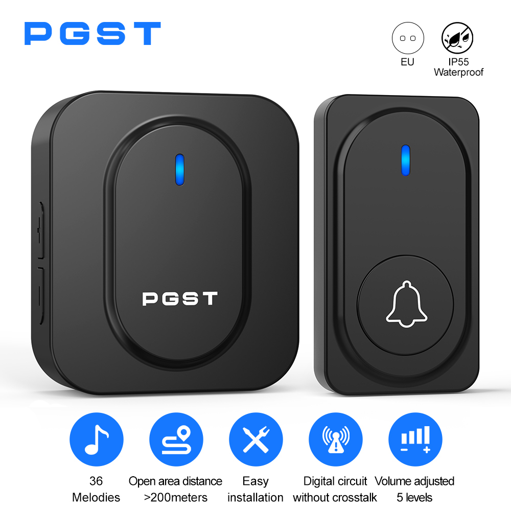 Home Security Diy - PGST 무선 초인종 36 차임 LED