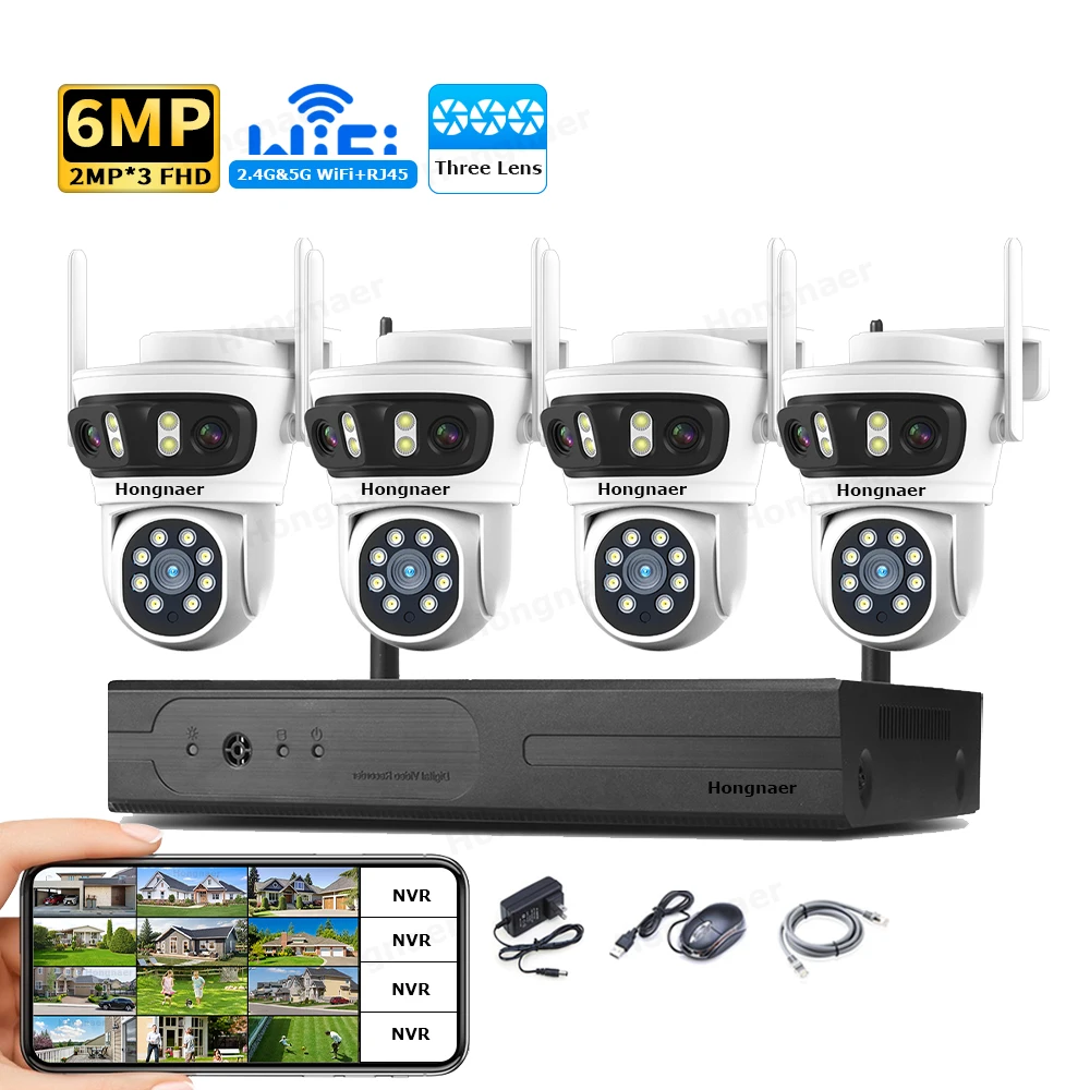 Home Security With Cameras - 2026 홍나르 6MP 4채널 3렌즈 2.4G