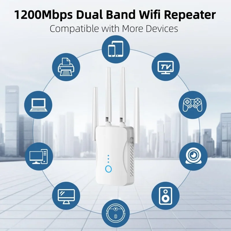 Home Security And Internet - 1200Mbps 듀얼 밴드 WiFi 리피터 무선