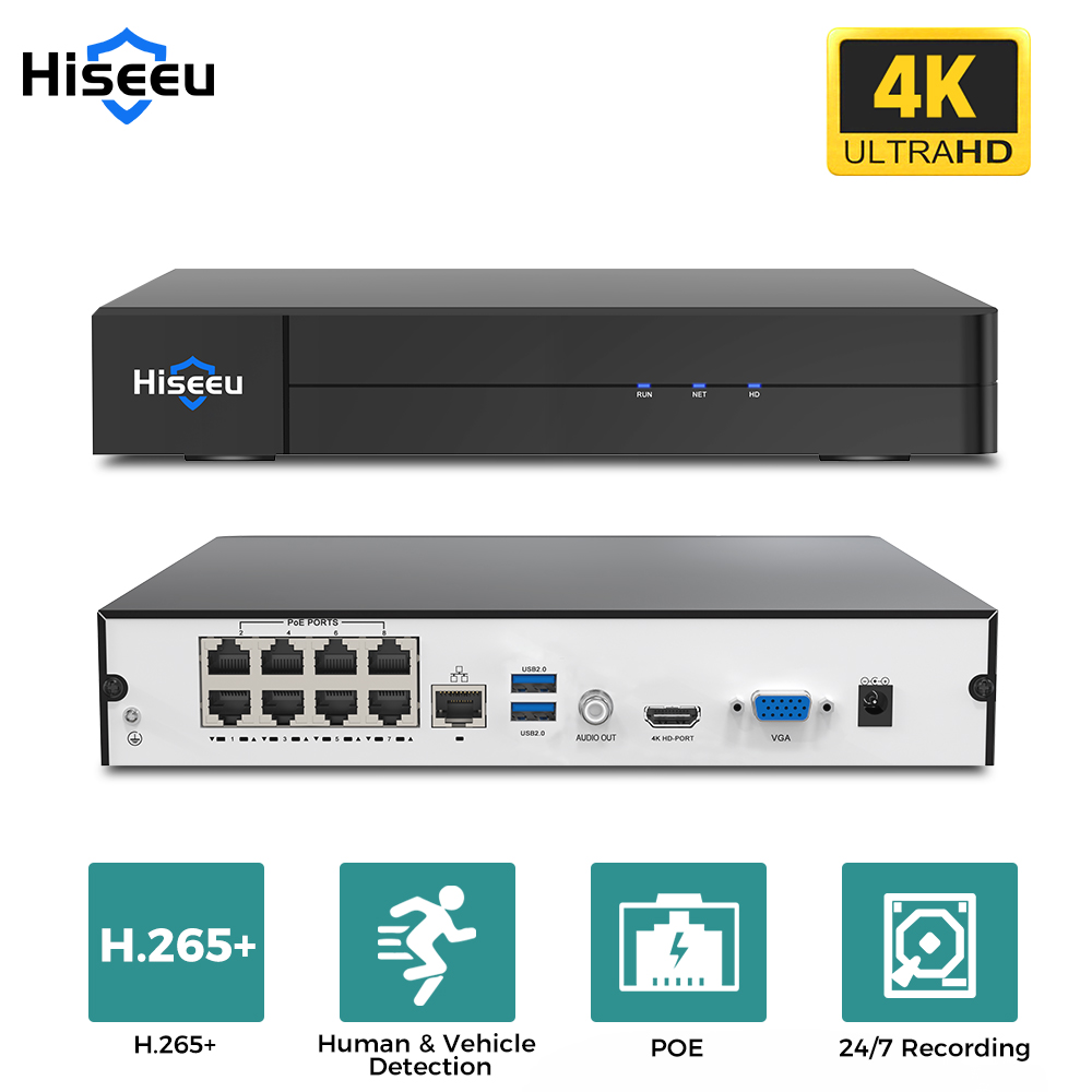 Hiseeu 8채널 4K PoE NVR 네트워크 비디오 - Home Security With Camera 리뷰 및 가격