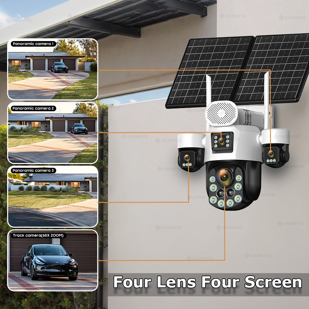 4렌즈 아웃도어 360 °   감시용 태양광 카메라 2 - Home Security Camera Installation 리뷰 및 가격