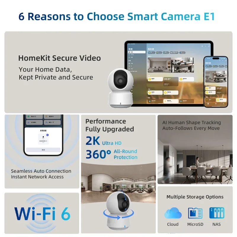 오리지널 아카라 스마트 카메라 E1 2K 1296P 3 - Home Security Camera Installation 리뷰 및 가격