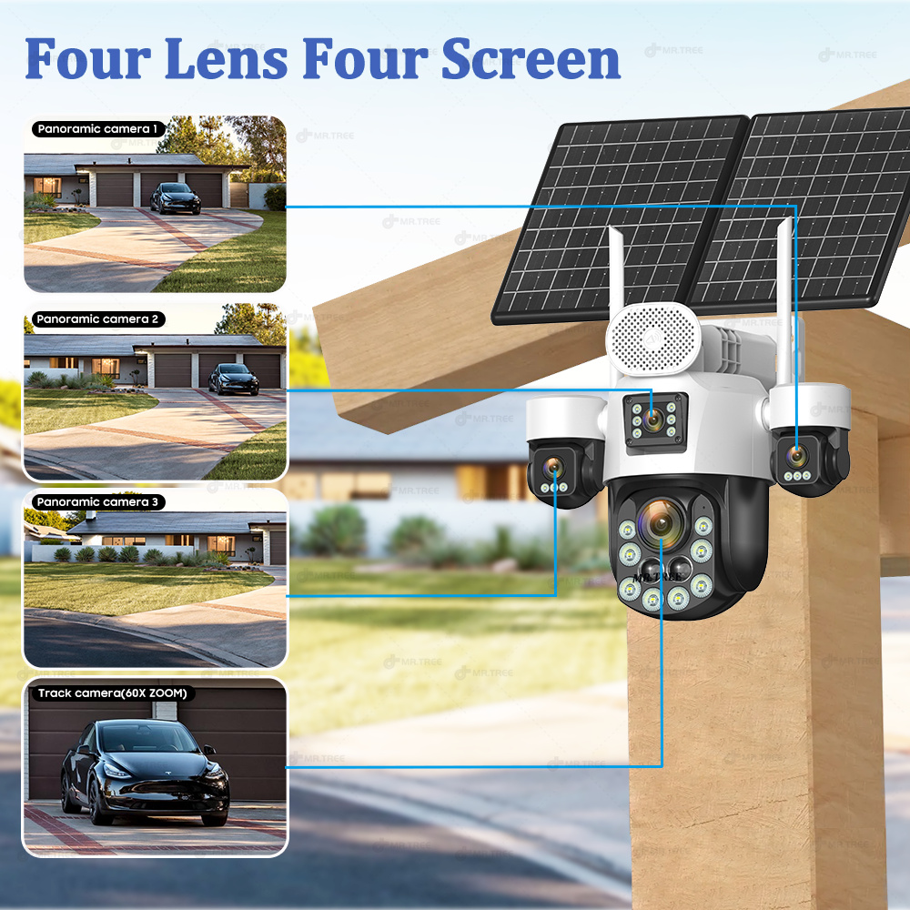 AOV 4렌즈 야외 감시용 태양광 카메라 20MP 4G - Home Security Camera Installation 리뷰 및 가격