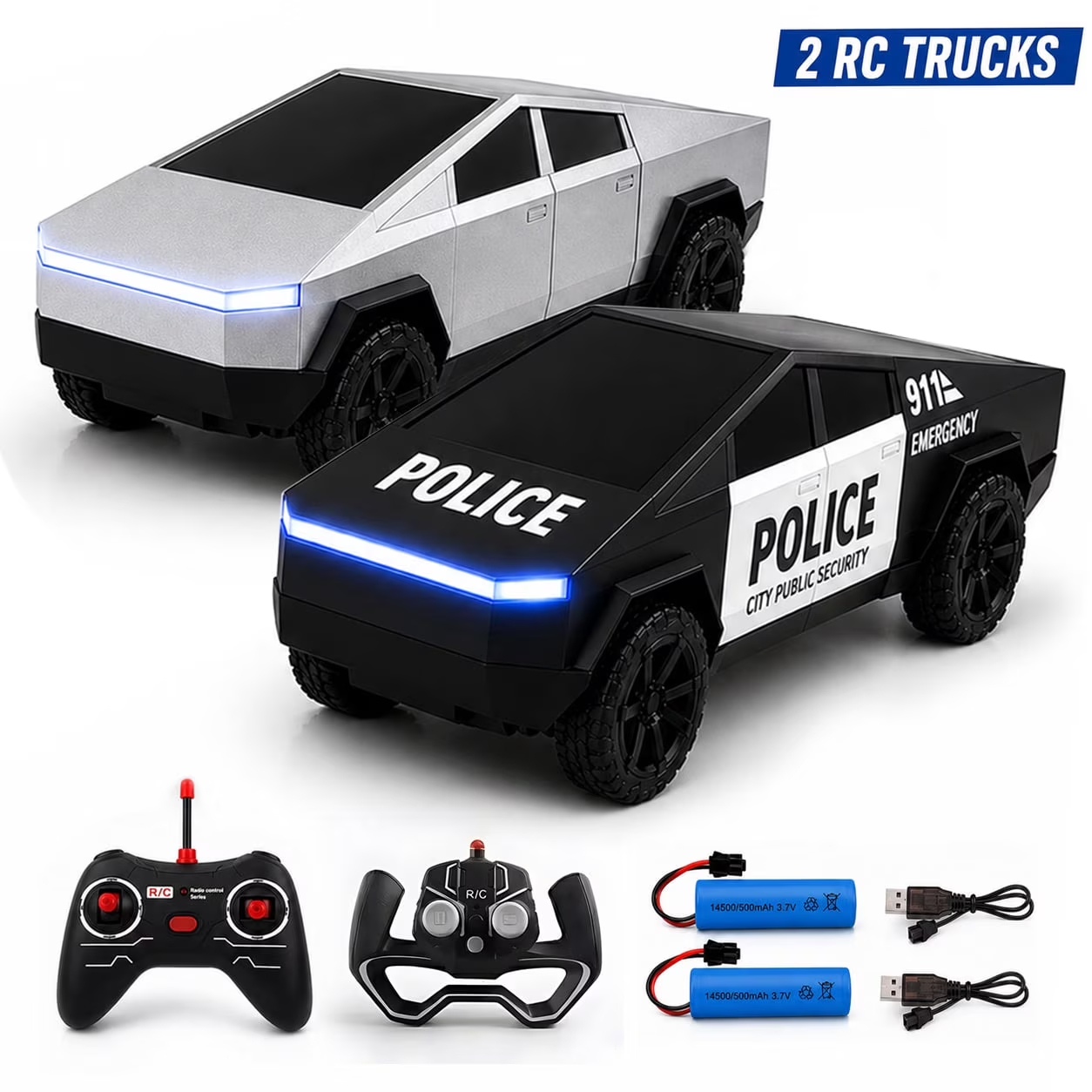 2개 세트 RC 사이버 트럭 장난감, 리모컨 자동차 세 - Home Security Police 리뷰 및 가격
