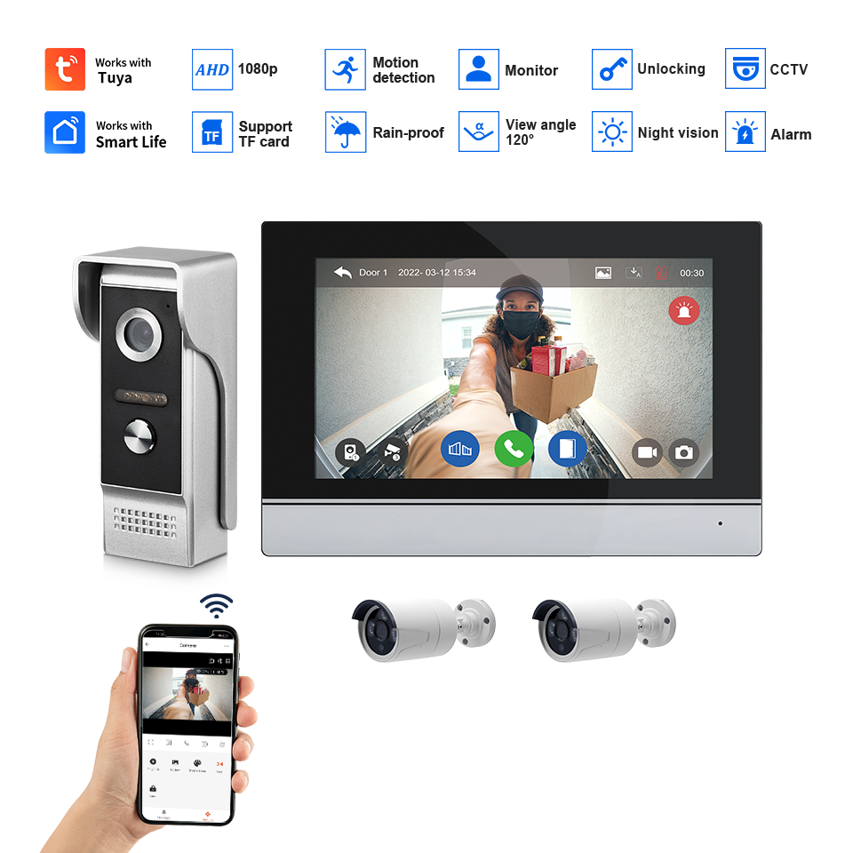 7인치 IPS 스크린 2MP 투야 원격 제어 WIFI  - Home Security Doorbell Camera 리뷰 및 가격