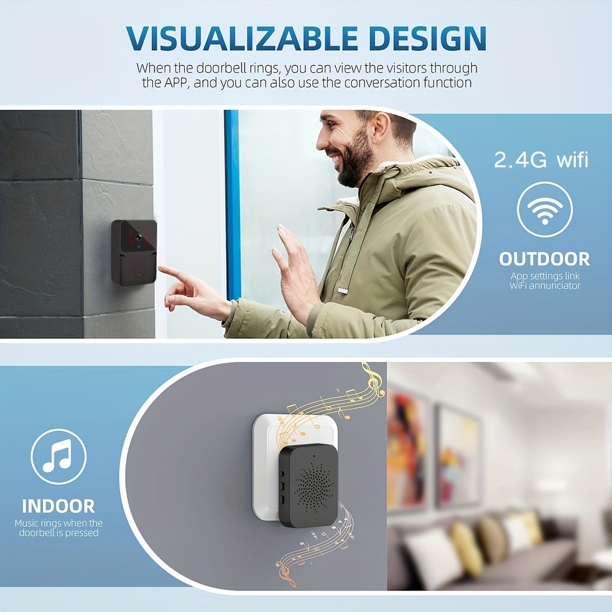 Tuya 무선 스마트 비디오 초인종, 2.4G WiFi - Home Security Doorbell Camera 리뷰 및 가격